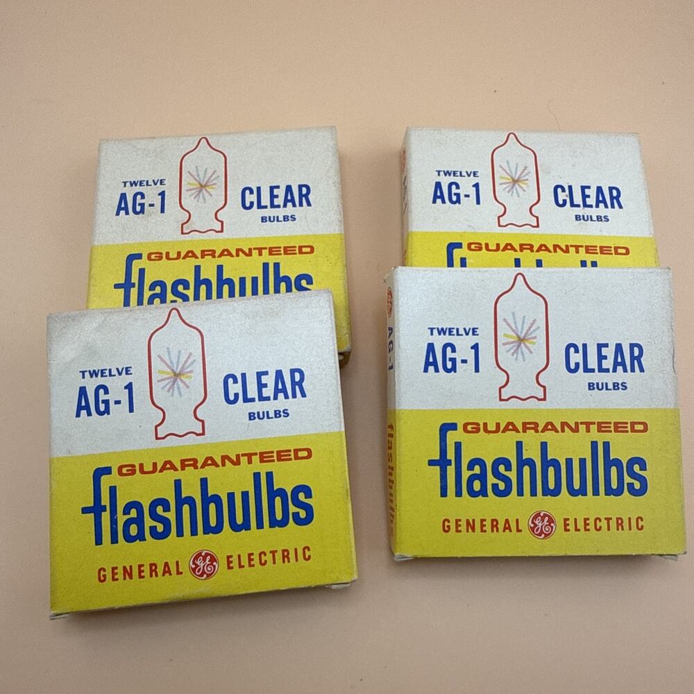4 Vintage NOS/ NIB Boxes GE AG-1 FLASHBULBS